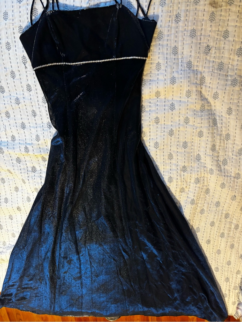 Jump Black Satin Midi Dress with Rhinestone Trim